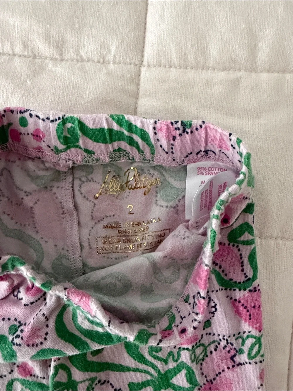 Lilly Pulitzer Pink and Green Panda Two Piece Pajamas Size 2